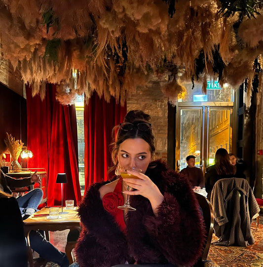 MILACCOLLECTION Mabel Dark Red Faux Fur Coat