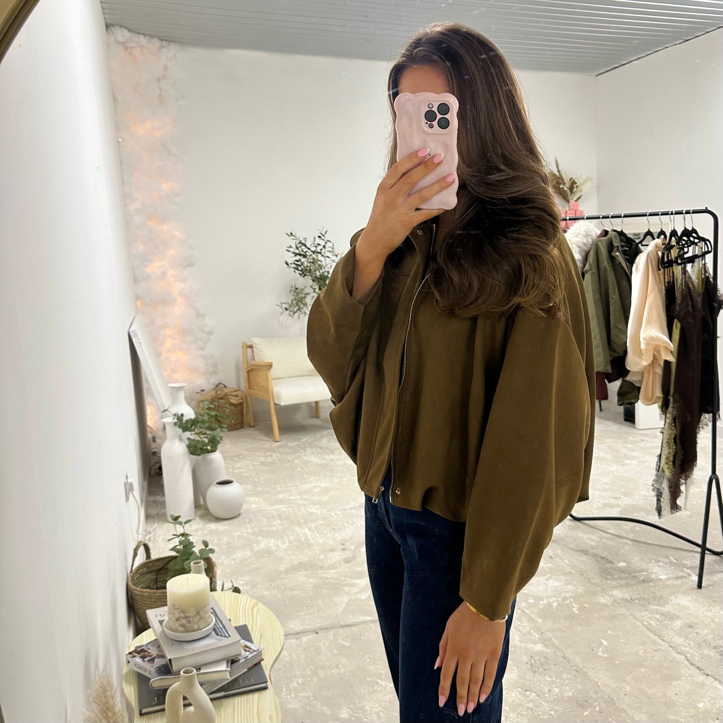 MILACCOLLECTION Brown Suede Bomber Jacket