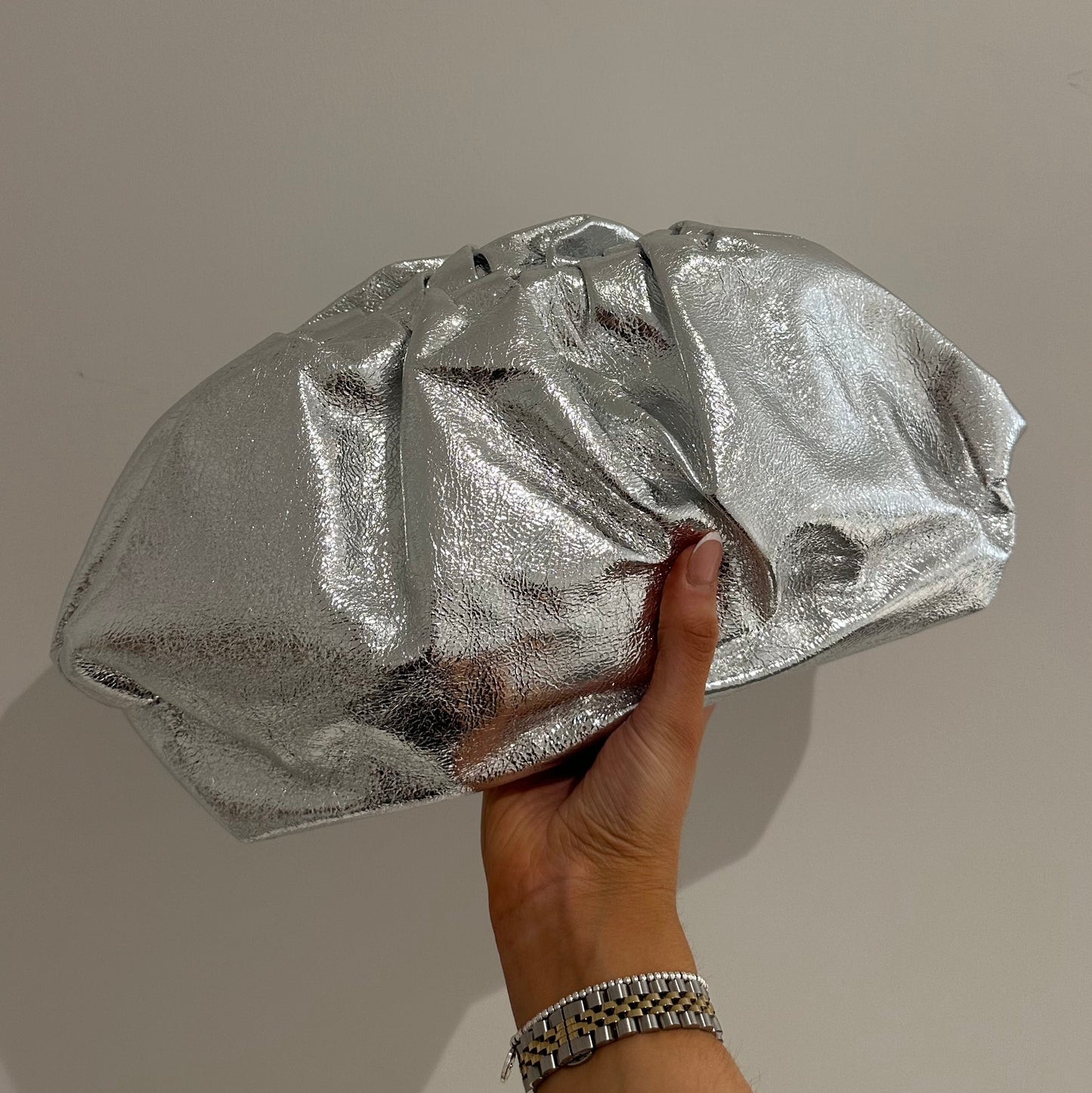 MILACCOLLECTION Silver XL Cloud Style Bag