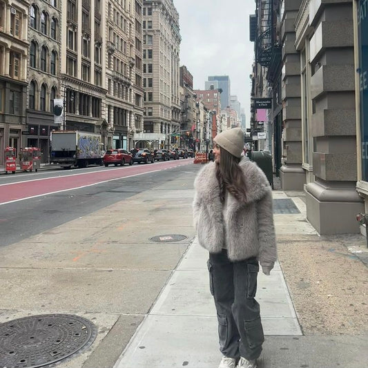 MILACCOLLECTION Eva Grey Faux Fur Coat