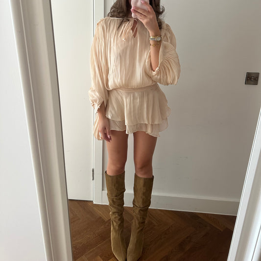 MILACCOLLECTION Beige Chiffon Style Dress